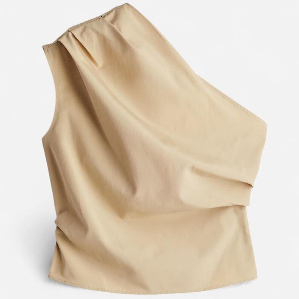 H-m Women's Cream and Tan Blouse